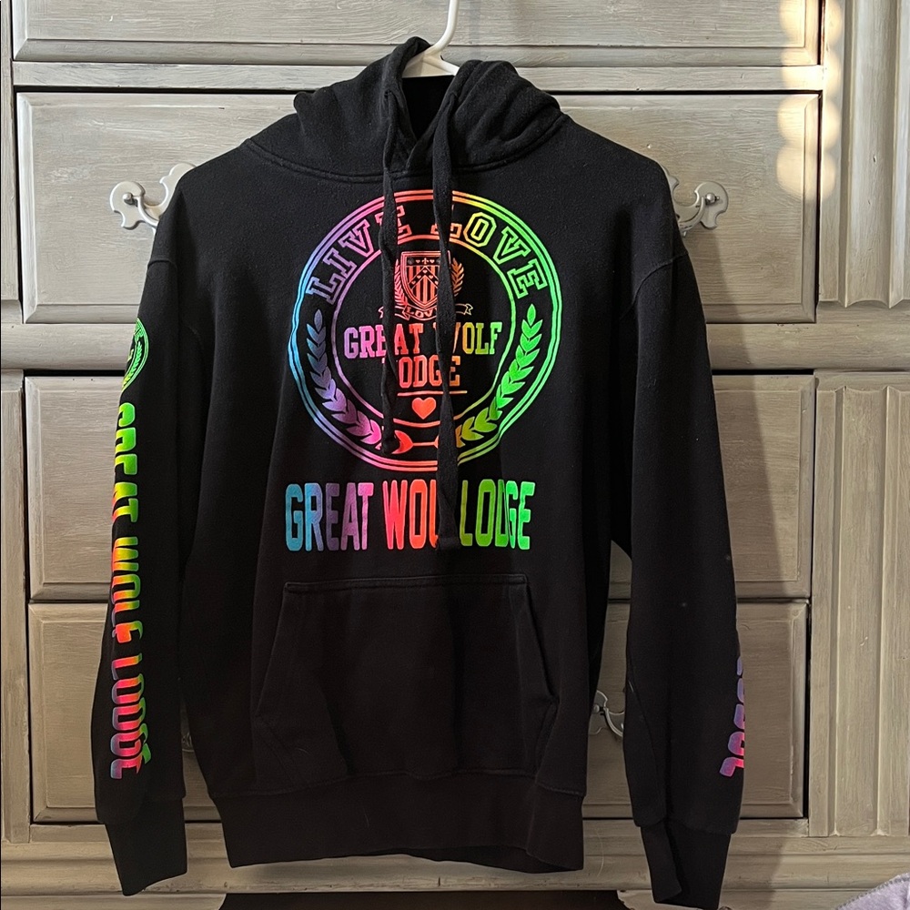 Black Hoodie with Multicolor Print